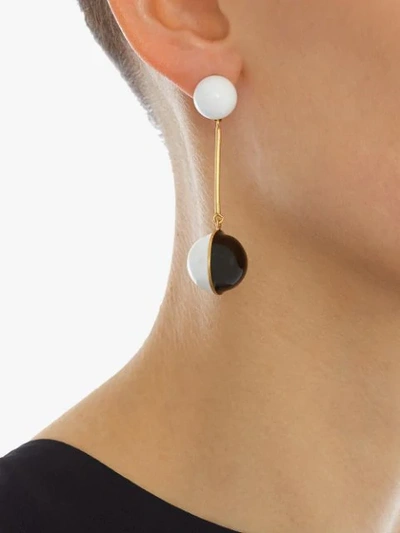 Shop Jw Anderson Enamel Mini Sphere Drop Earrings In Black