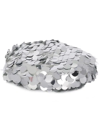 Shop Maison Michel Sequin Billy Hat In Silver