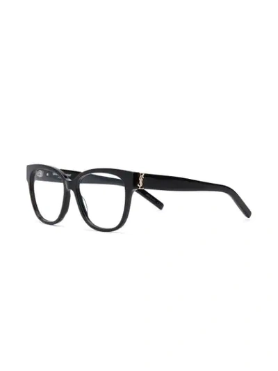 Shop Saint Laurent Oval Shaped Glasses In Black