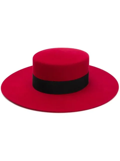 Shop Saint Laurent Andalusian Hat In 6400 Red