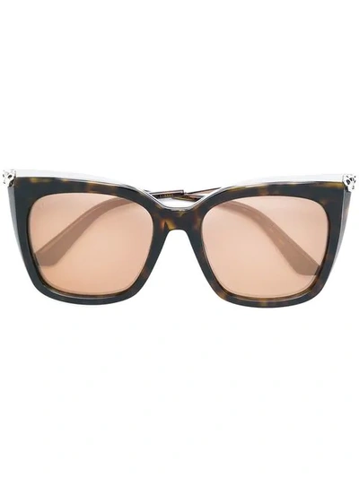 Shop Cartier Panthère De  Sunglasses In Brown