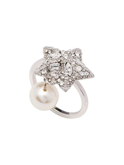 Shop Miu Miu Embellished Star Ring In Metallic