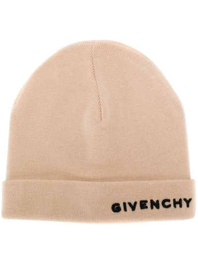 Shop Givenchy Logo Beanie Hat In Neutrals