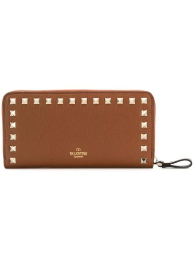 Shop Valentino Rockstud Wallet In Brown