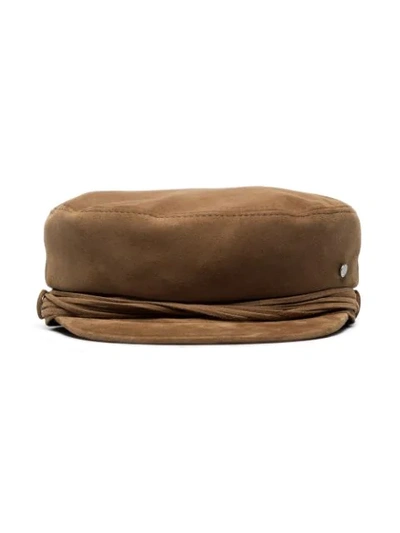 MAISON MICHEL BROWN ABBY SUEDE SAILOR CAP - 棕色