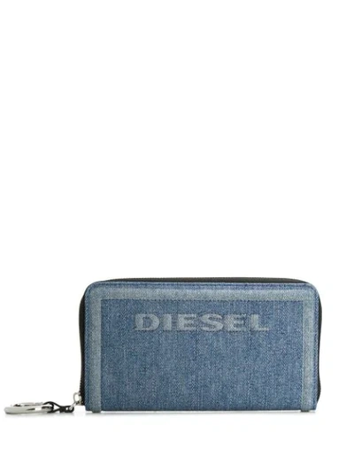 Shop Diesel Zip-around Wallet In Blue