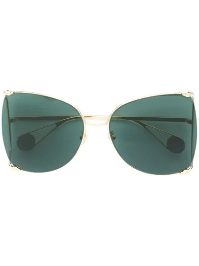 Shop Gucci Oversized Tinted Sunglasses In Metallic