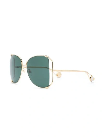 Shop Gucci Oversized Tinted Sunglasses In Metallic
