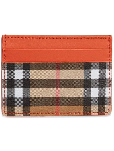 Shop Burberry Vintage Check And Leather Card Case In Yellow
