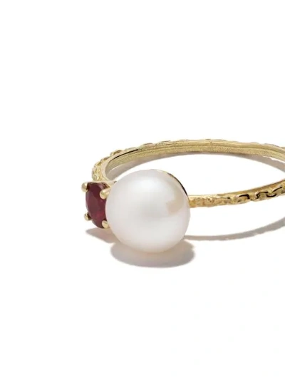 Shop Wouters & Hendrix Gold 18kt Yellow Gold Uzerai Exclusive Pearl & Ruby Ring