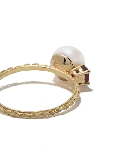 Shop Wouters & Hendrix Gold 18kt Yellow Gold Uzerai Exclusive Pearl & Ruby Ring