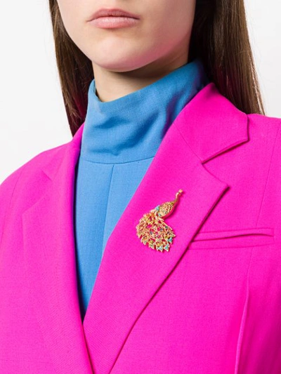 Pre-owned Susan Caplan Vintage Peacock Brooch In Metallic