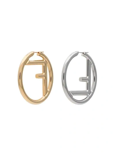 Shop Fendi Ff Logo Earrings In Metallic