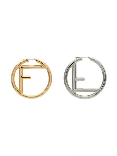 Shop Fendi Ff Logo Earrings In Metallic