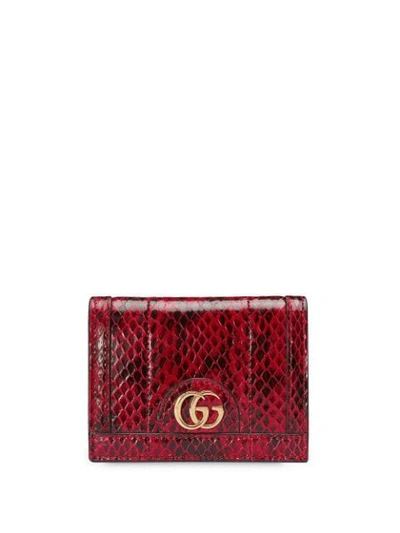 Shop Gucci 'ophidia' Kartenetui Mit Schlangen-effekt In Red