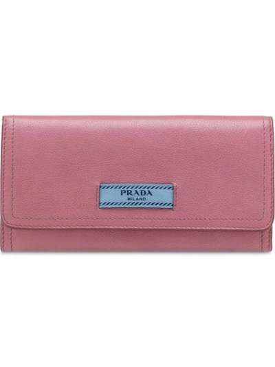Shop Prada Etiquette Logo-patch Wallet In Pink