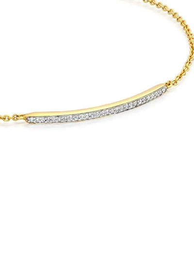 Monica Vinader Skinny Short Bar Diamond Bracelet In Gold