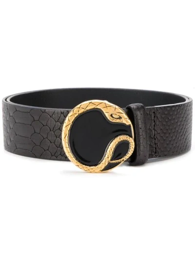 Shop Just Cavalli Snake Plaque Belt In Black