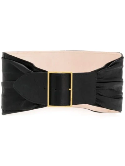 Shop Balmain Ruched Oversized Waist Belt In Black