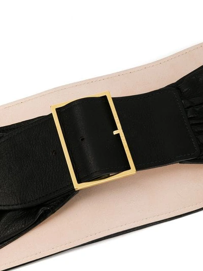 Shop Balmain Ruched Oversized Waist Belt In Black