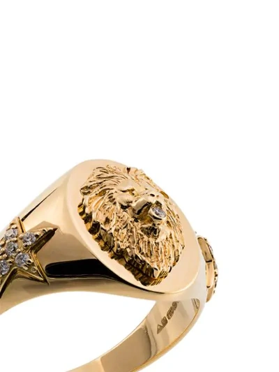Shop Foundrae 18k Yellow Gold Strength Classic Diamond Signet Ring In Metallic