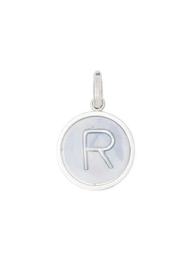 Shop Burberry Marbled Resin ‘r' Alphabet Charm In Metallic