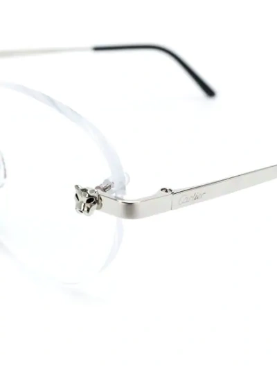 Shop Cartier C Décor Round Glasses In White