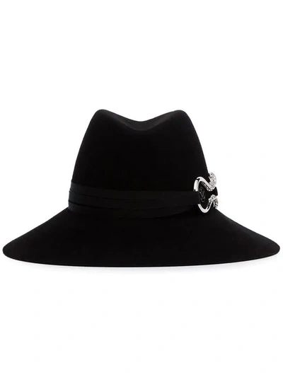 Shop Maison Michel Black Crystal Tentacles Fedora Hat