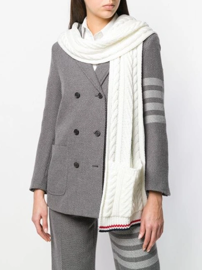 Shop Thom Browne White Cable Pocket Scarf