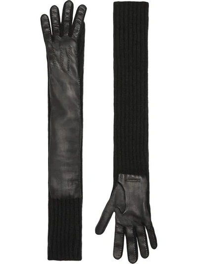 Shop Burberry Cashmere And Lambskin Longline Gloves In Black