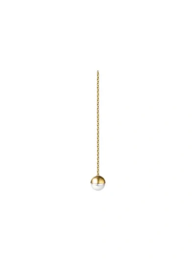 Shop Shihara Half Pearl Chain Earring 0° In Metallic