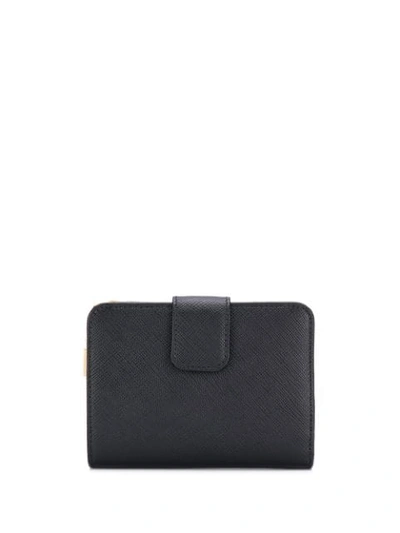 Shop Prada Lettering Logo Leather Wallet In F0002 Nero