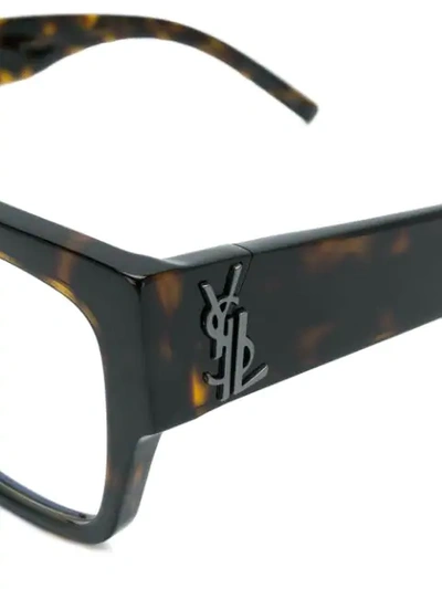 Shop Saint Laurent Squared Frame Glasses In Brown