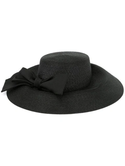 Shop Paule Ka Ribbon Woven Hat In Black