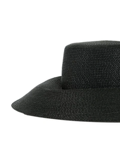 Shop Paule Ka Ribbon Woven Hat In Black