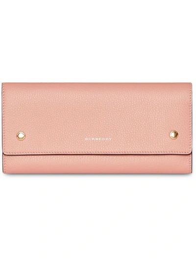 Shop Burberry Leather Continental Wallet In Pink