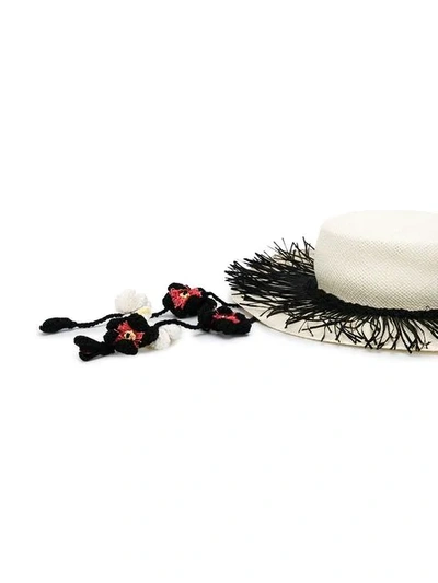 Shop Alanui Fringed Trim Hat In Neutrals