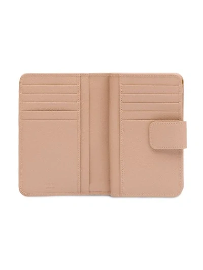 Shop Prada Medium Saffiano Leather Wallet In Neutrals