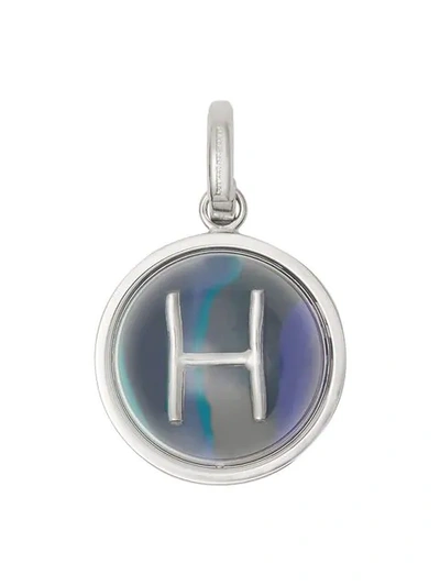 Shop Burberry Marbled Resin ‘h' Alphabet Charm In Metallic