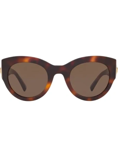 Shop Versace Chunky Frame Tortoiseshell Sunglasses In Brown