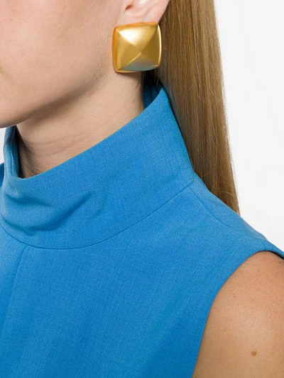 Pre-owned Givenchy 1980s Brushed Statement Earrings In Metallic