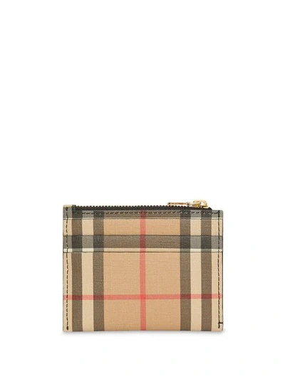 Shop Burberry Vintage Check Leather Cardholder In Neutrals