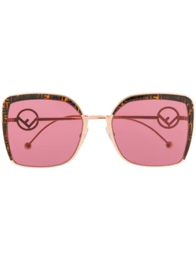 Shop Fendi Square Sunglasses In Pink
