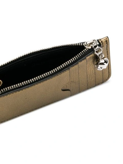 Shop Alexander Mcqueen Skull Zipped Cardholder In Gold