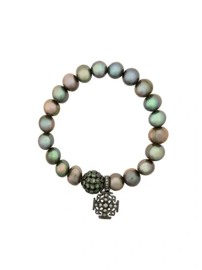 Shop Loree Rodkin Pearl Diamond Charm Bracelet In Metallic