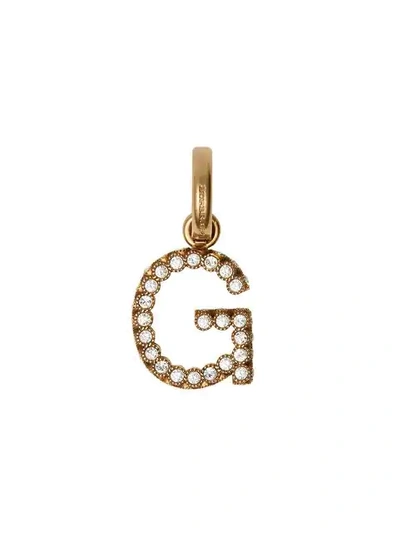 Shop Burberry Crystal ‘g' Alphabet Charm In Gold