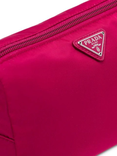 Shop Prada Logo Cosmetic Pouch In Pink