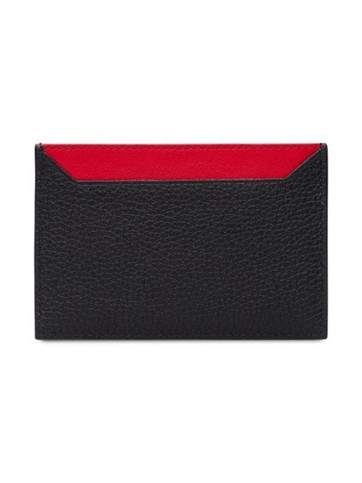 Shop Prada Logo Contrast Cardholder Wallet In Black