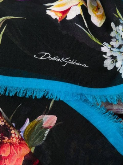 Shop Dolce & Gabbana Floral Scarf In Black