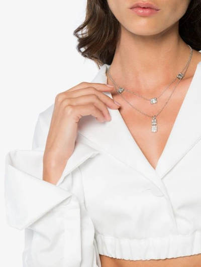 Shop Mindi Mond 18k White Gold Clarity Mounted Trio Diamond Necklace - Metallic